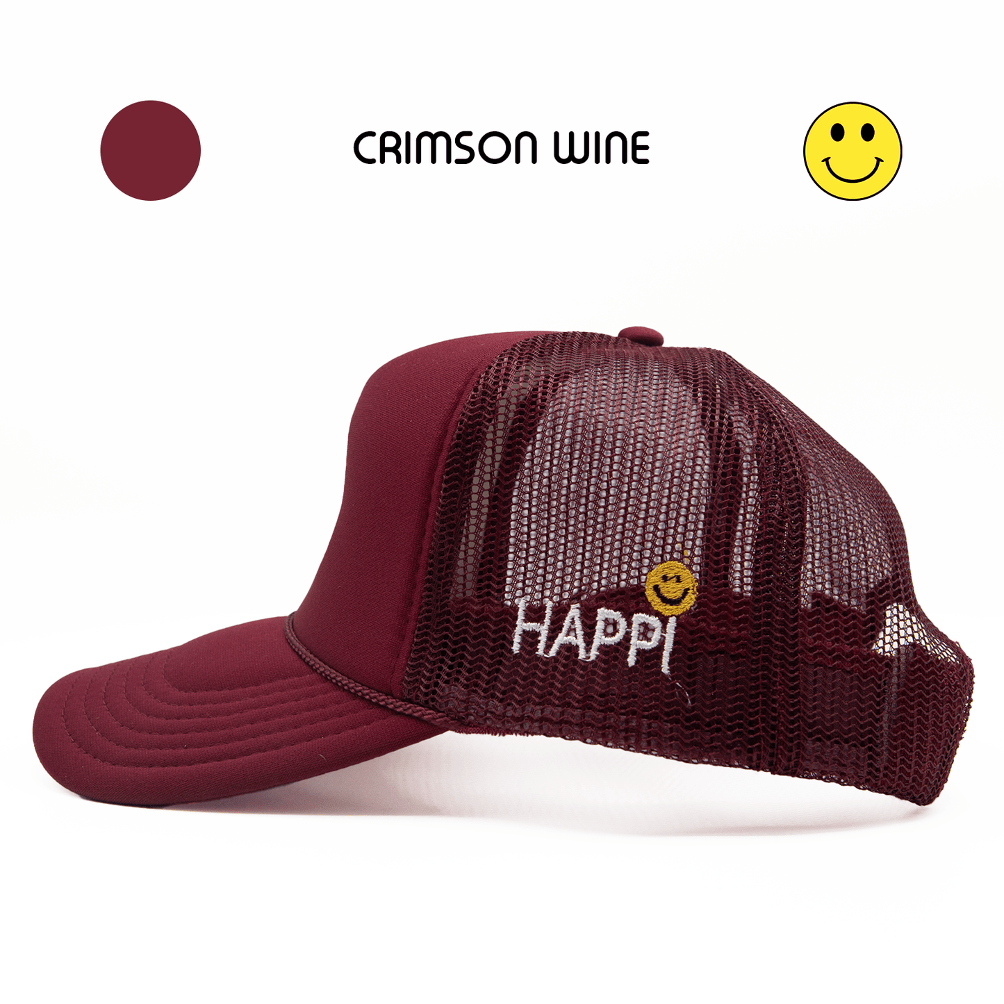 
                  
                    HAPPI HATS - CRIMSON WINE TRUCKER - Happi Hats
                  
                