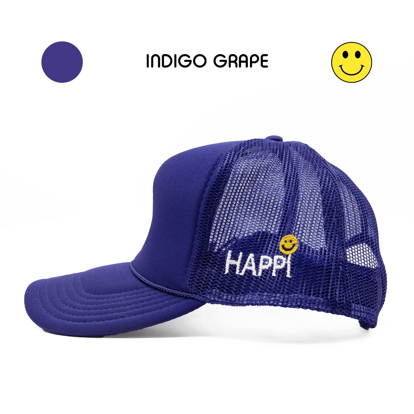 
                  
                    HAPPI HATS - INDIGO GRAPE TRUCKER - Happi Hats
                  
                