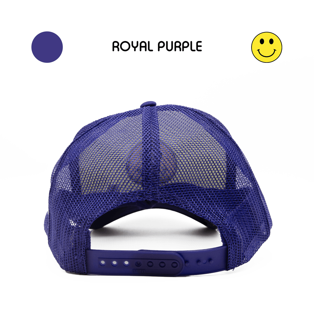 
                  
                    HAPPI HATS - ROYAL PURPLE WHITE TOP TRUCKER - Happi Hats
                  
                
