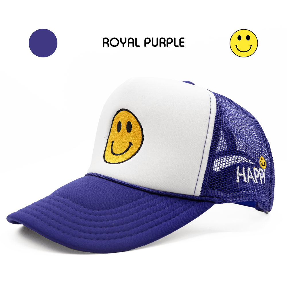 
                  
                    HAPPI HATS - ROYAL PURPLE WHITE TOP TRUCKER - Happi Hats
                  
                